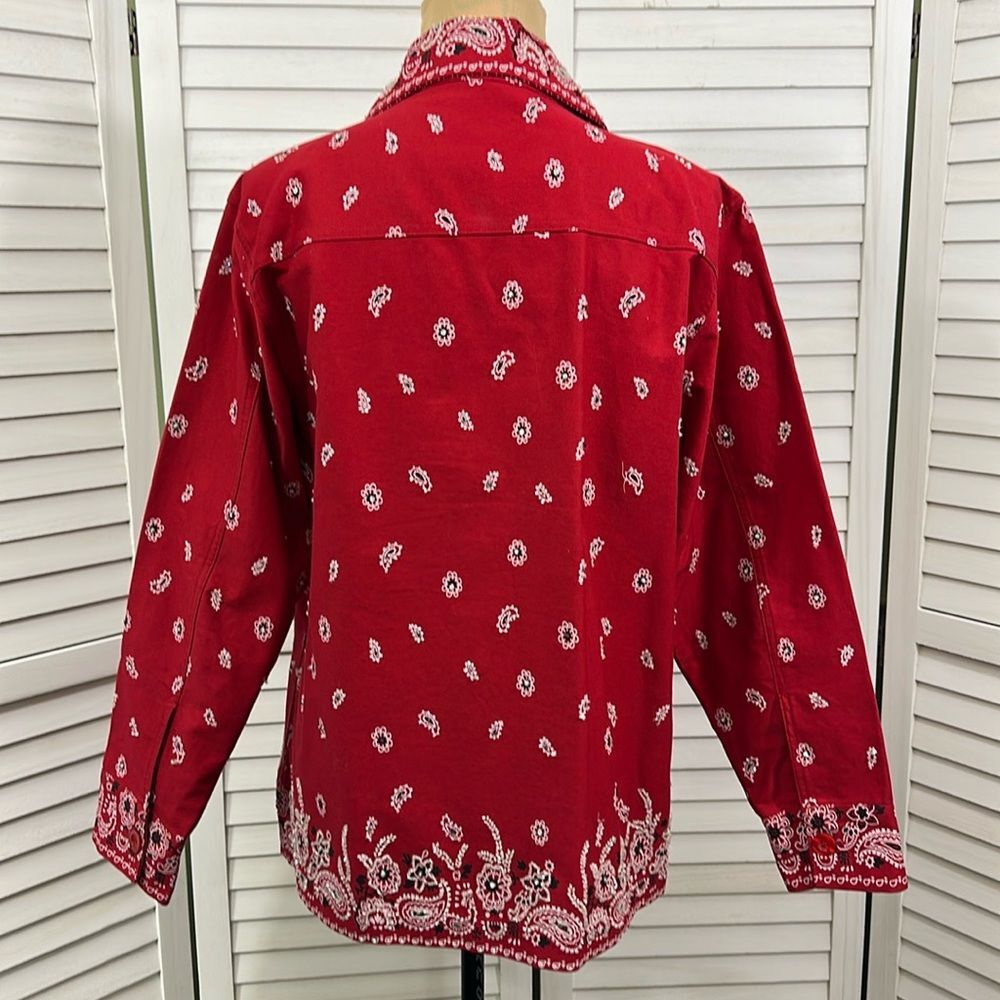 QUACKER FACTORY Embellished Jacket Medium Red Paisley NWOT - Picture 9 of 15